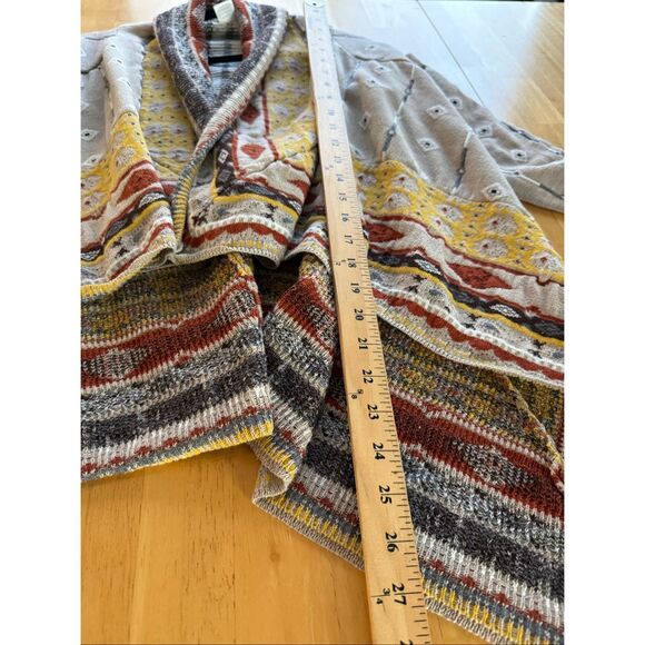 “Freeway Southwestern Boho Open Front Knit Cardigan – Beige Yellow Rustic SZ Sma - Picture 8 of 12